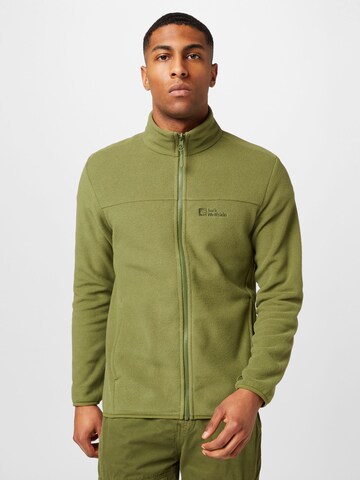 JACK WOLFSKIN Athletic Fleece Jacket in Green: front