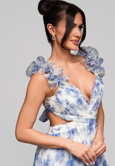 Ombre Avondjurk 'Sylvia' in de kleur Blauw / Wit, Productweergave