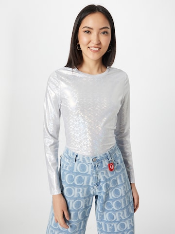 PIECES Blouse 'NORIANNE' in Silver: front