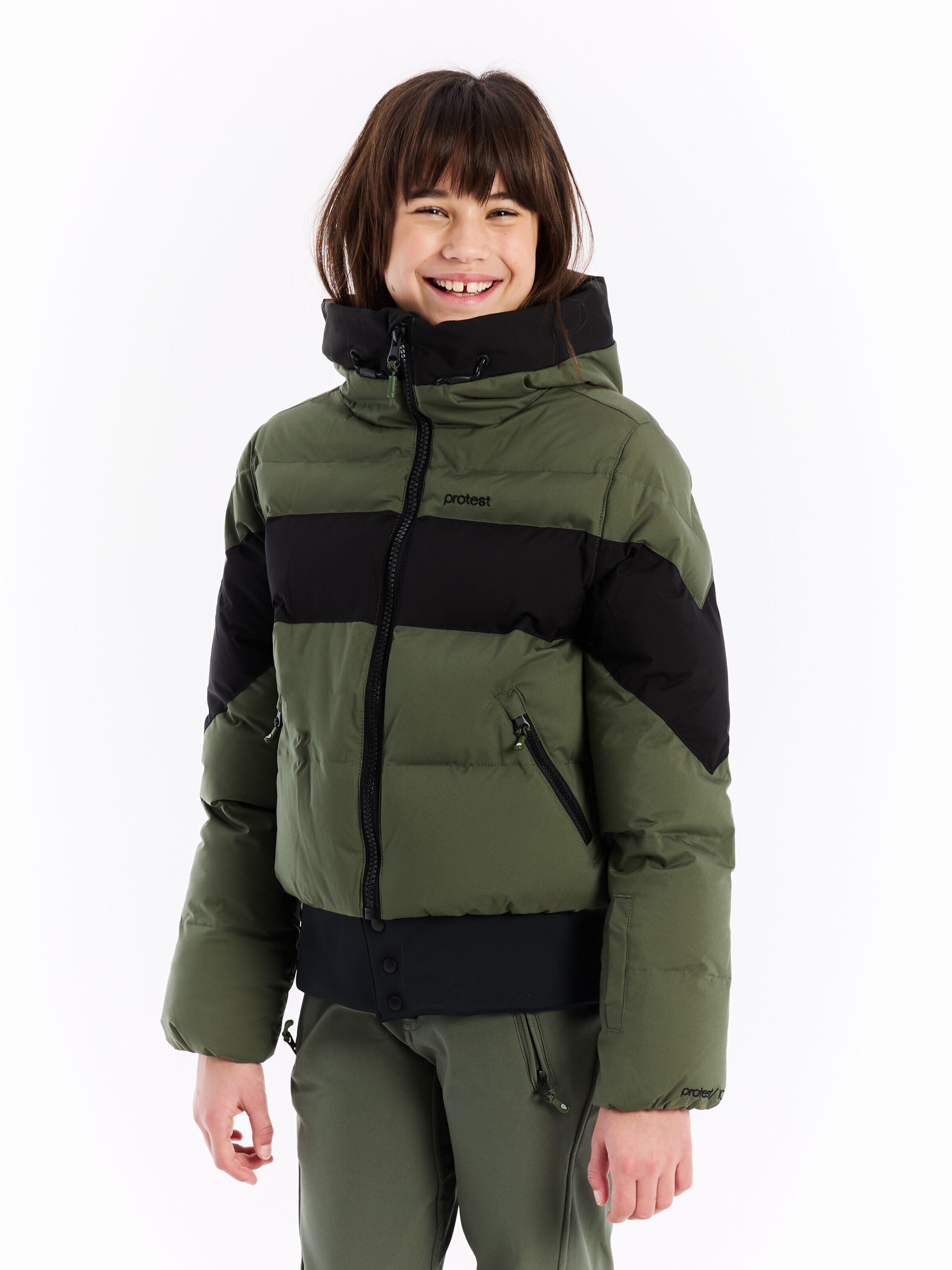 PROTEST Athletic Jacket 'PRTMilla JR' in Green: front