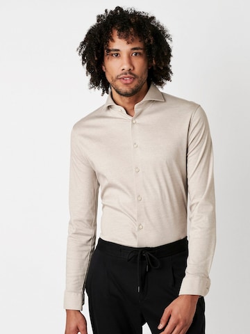 DESOTO Slim fit Overhemd in Beige: voorkant