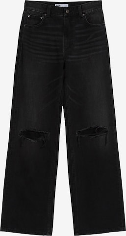 Bershka Szeroka nogawka Jeansy w kolorze czarny: przód