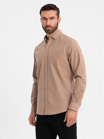 Ombre Regular fit Overhemd in Bruin: voorkant