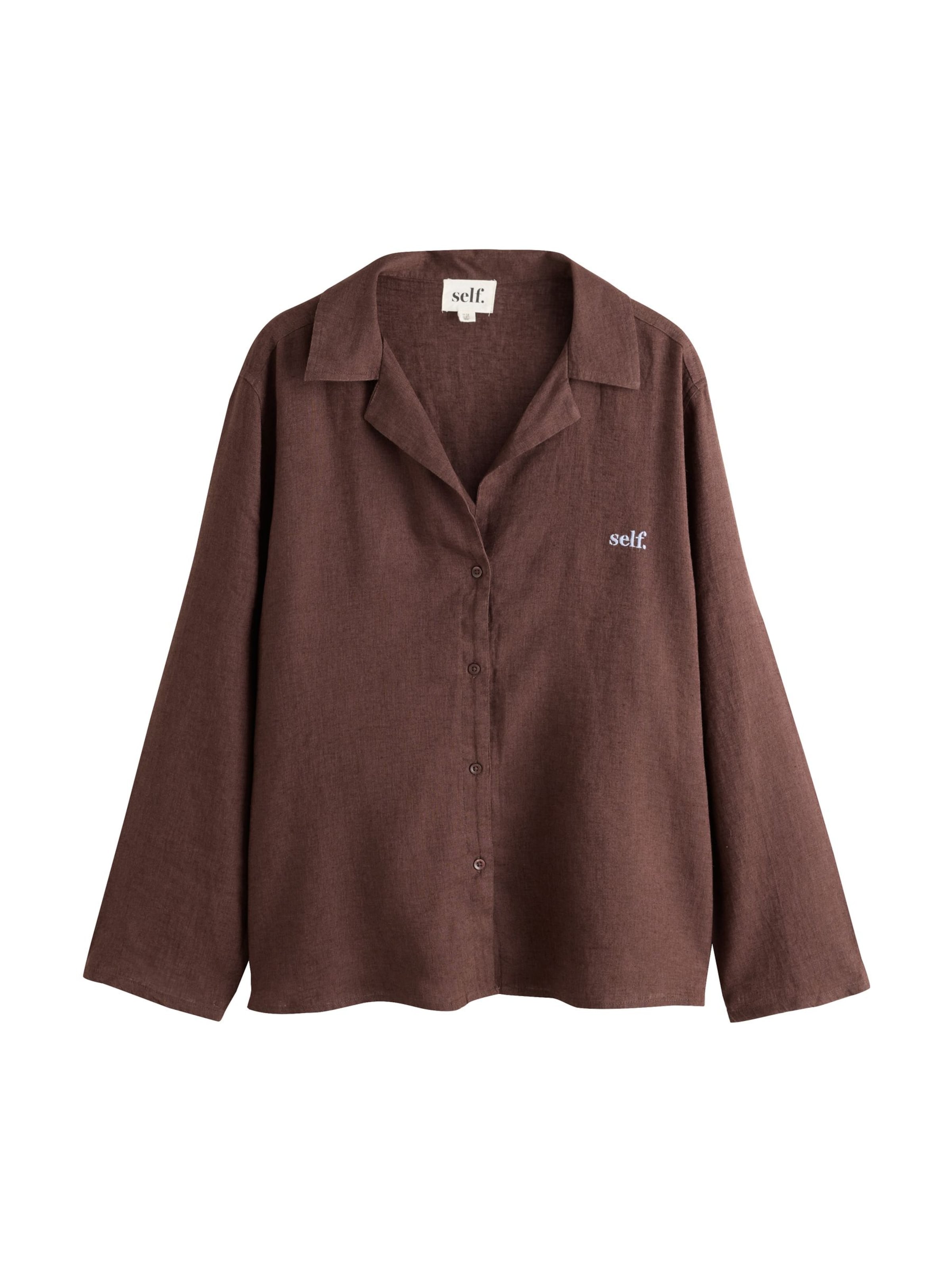 self. Blouse in Bruin: voorkant