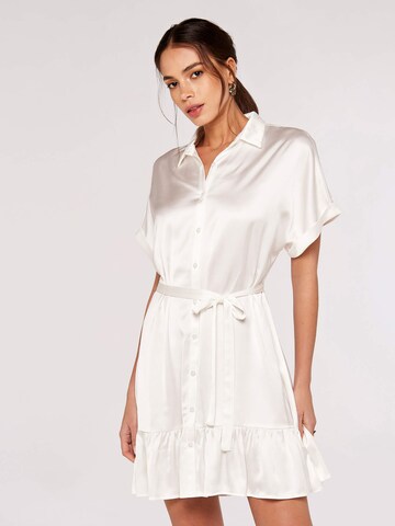 Apricot Shirt Dress in White: front