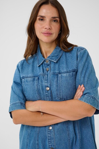 KAFFE CURVE Blousejurk 'KCvalia' in de kleur Blauw denim, Productweergave