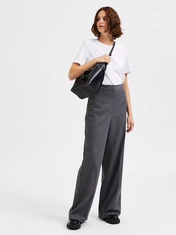 SELECTED FEMME Wide leg Trousers with creases 'Anni' in Grey