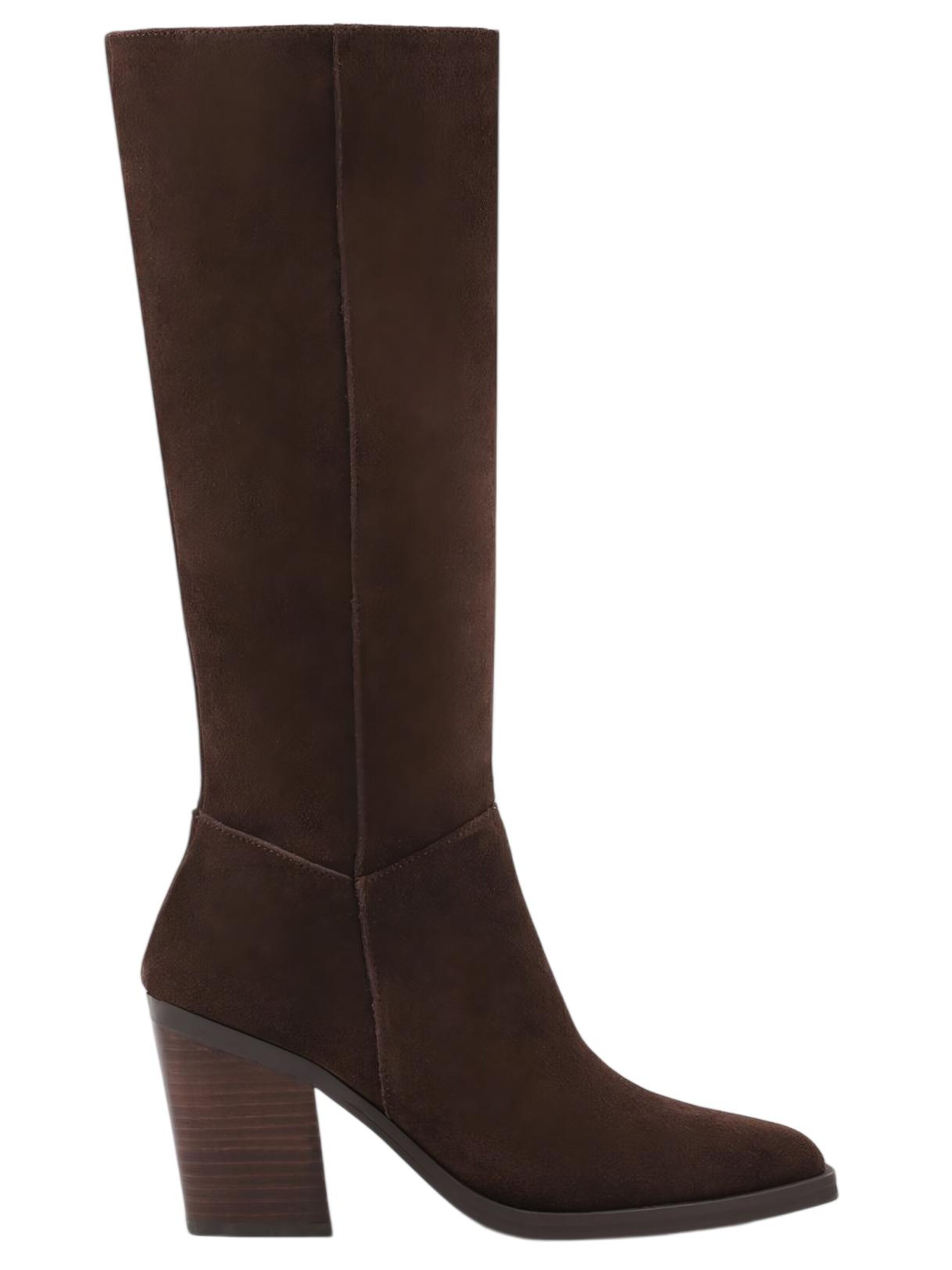 Boots 'Bottes hautes cavalières à talon bloc, en cuir suédé - brown' VERA Collection en marron : devant