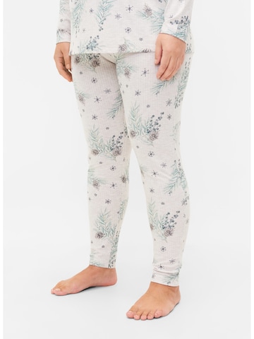 Skinny Pantalon de pyjama 'Mavlis' Zizzi en blanc : devant