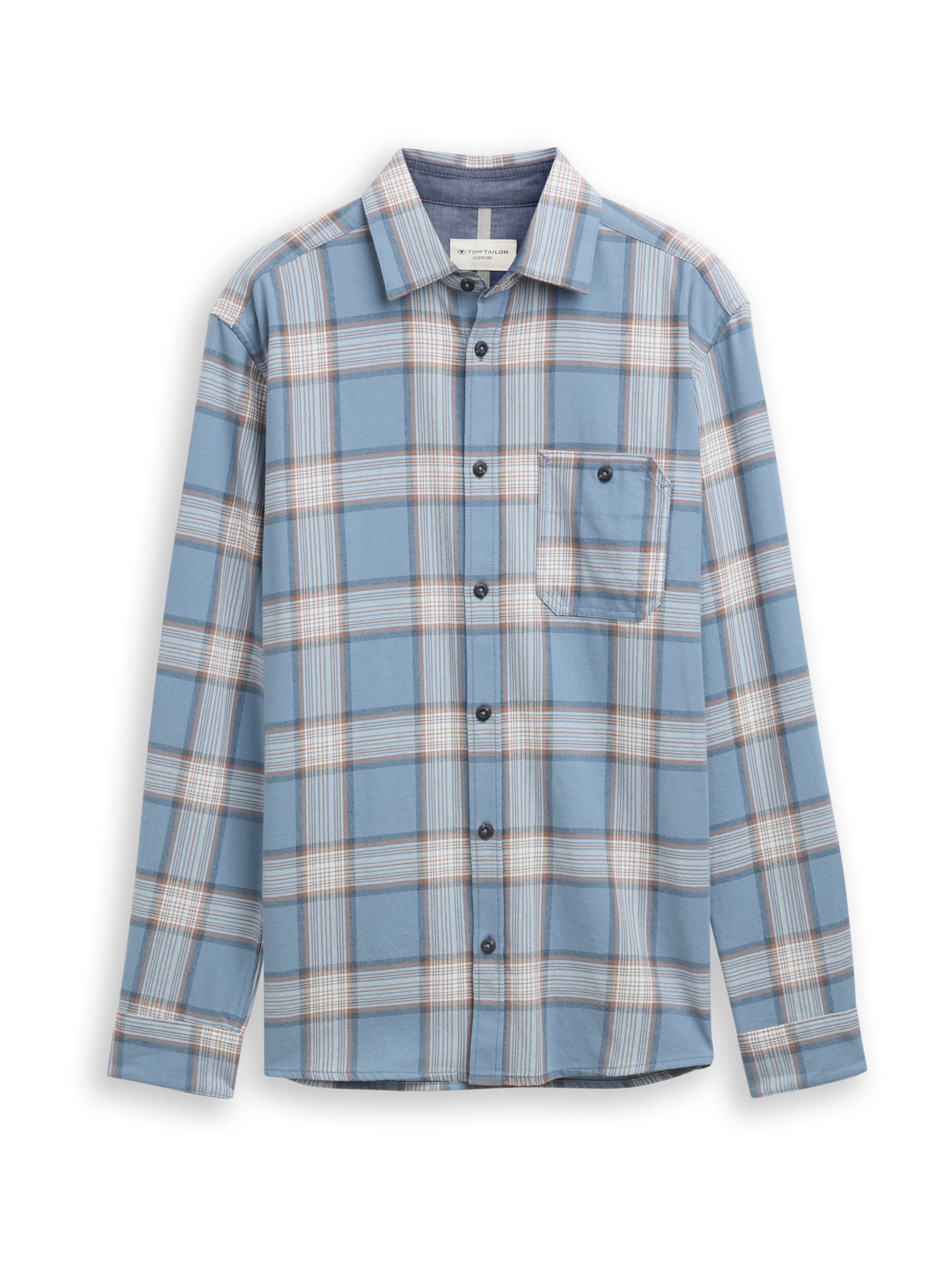 TOM TAILOR Comfort fit Button Up Shirt in Blue: front