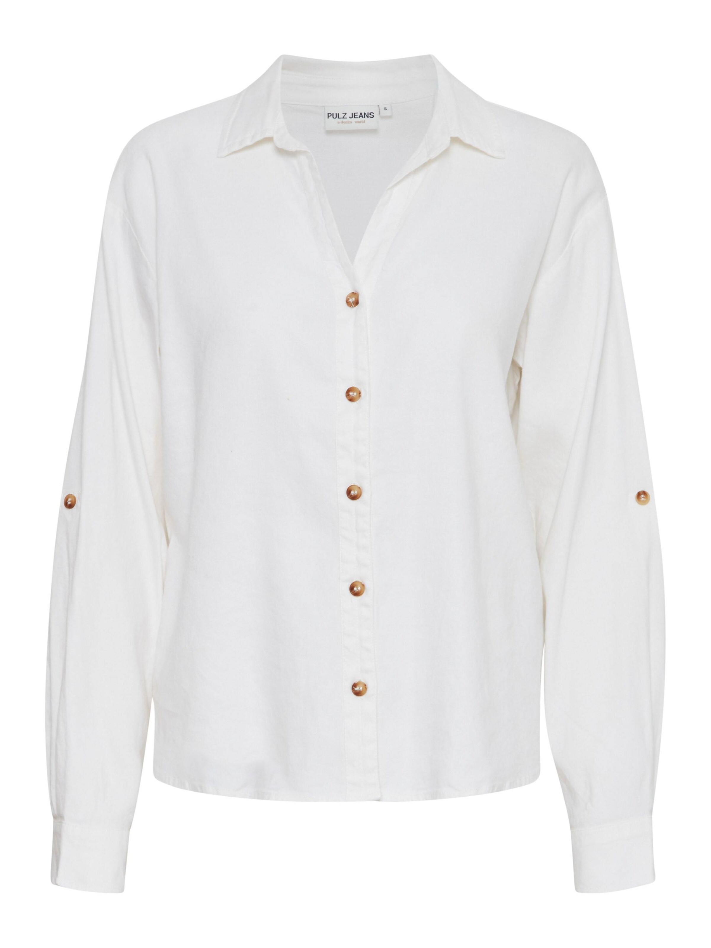 PULZ Jeans Bluse in Weiß: Vorderseite