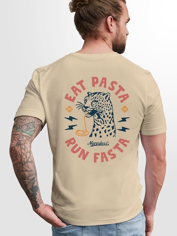 Neverless Shirt 'Eat pasta'‌‌‌‌‌‌‌ in Beige