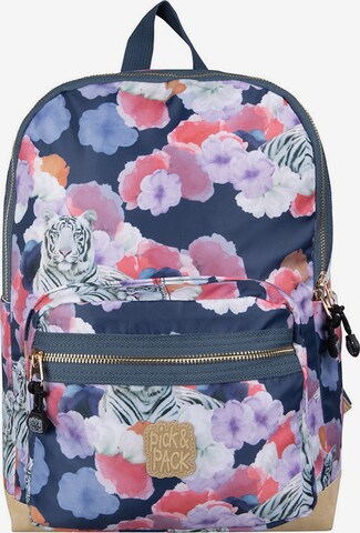 Pick & Pack Backpack 'Tiger of Love M' in Blue: front