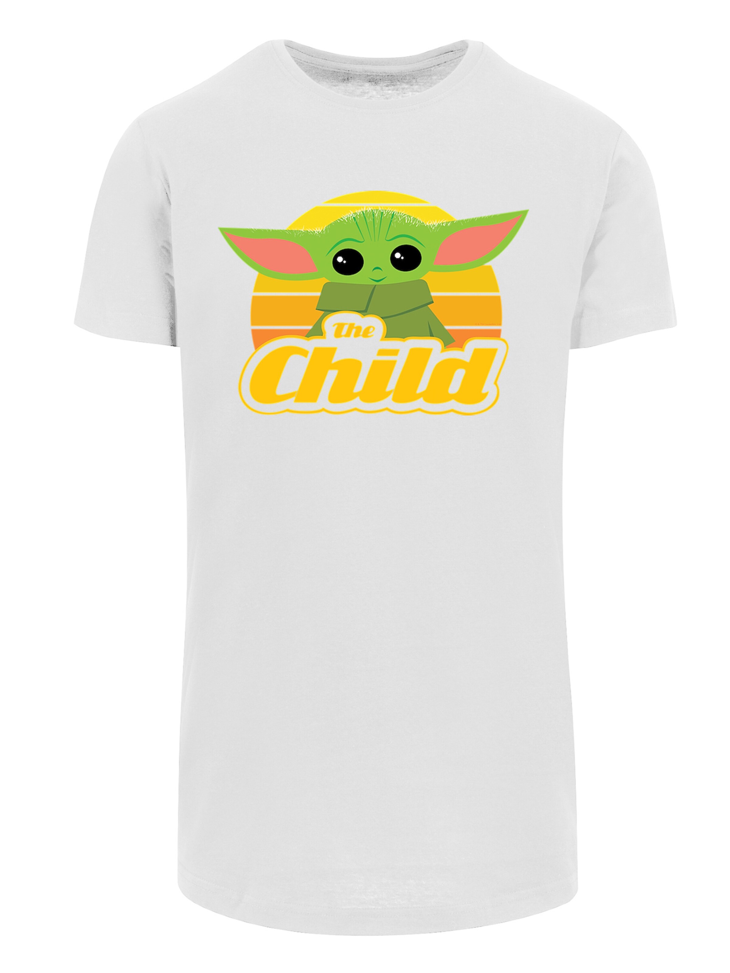 F4NT4STIC Shirt 'The Mandalorian Baby Yoda Retro' in Wit: voorkant