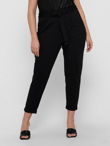 ONLY Carmakoma Tapered Pleat-Front Pants in Black: front