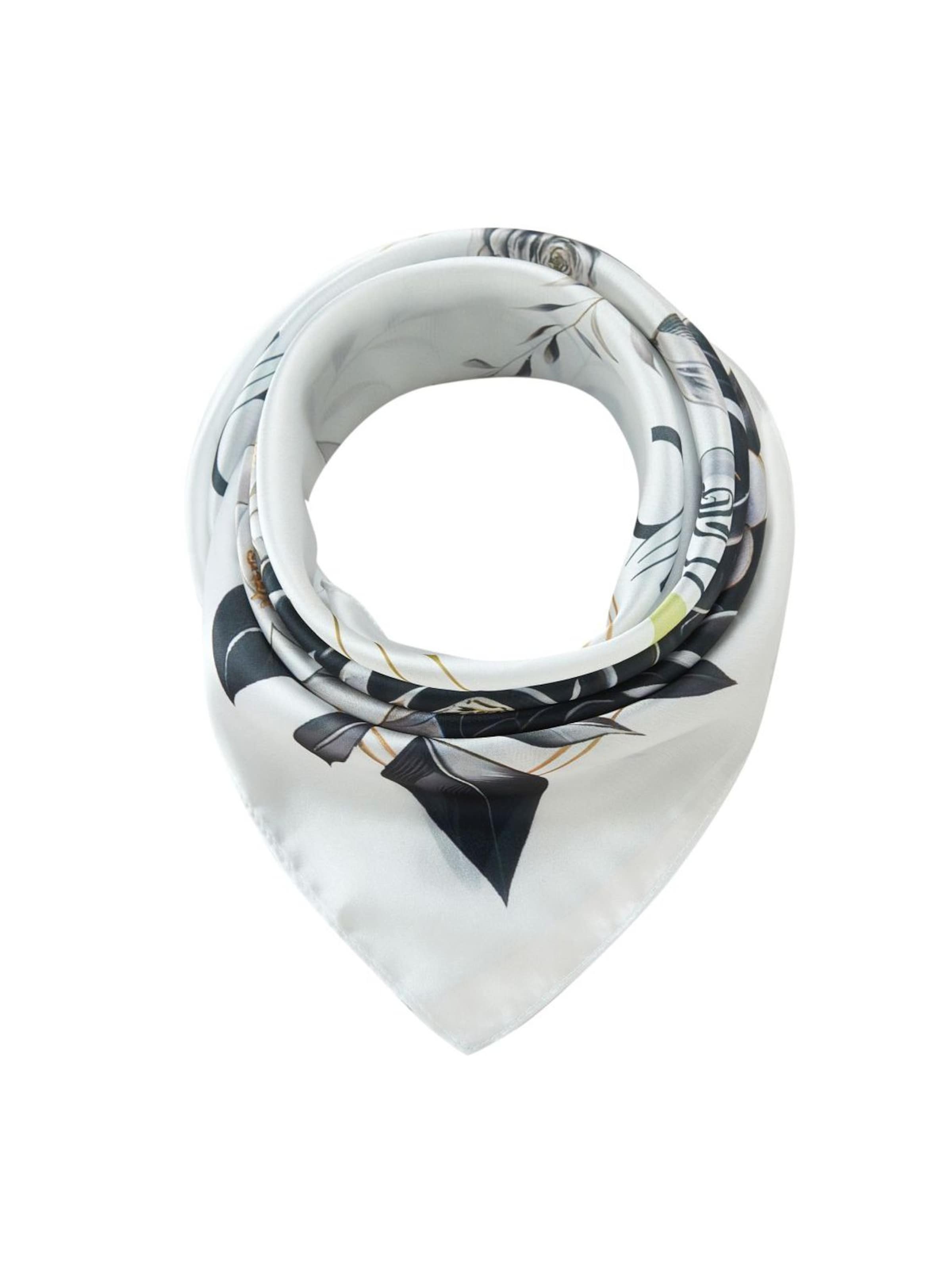 Sciarpa 'Black Roses Cléo' di alberto cabale in bianco: frontale