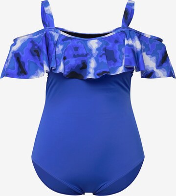 Ulla Popken Bralette Swimsuit in Blue: front