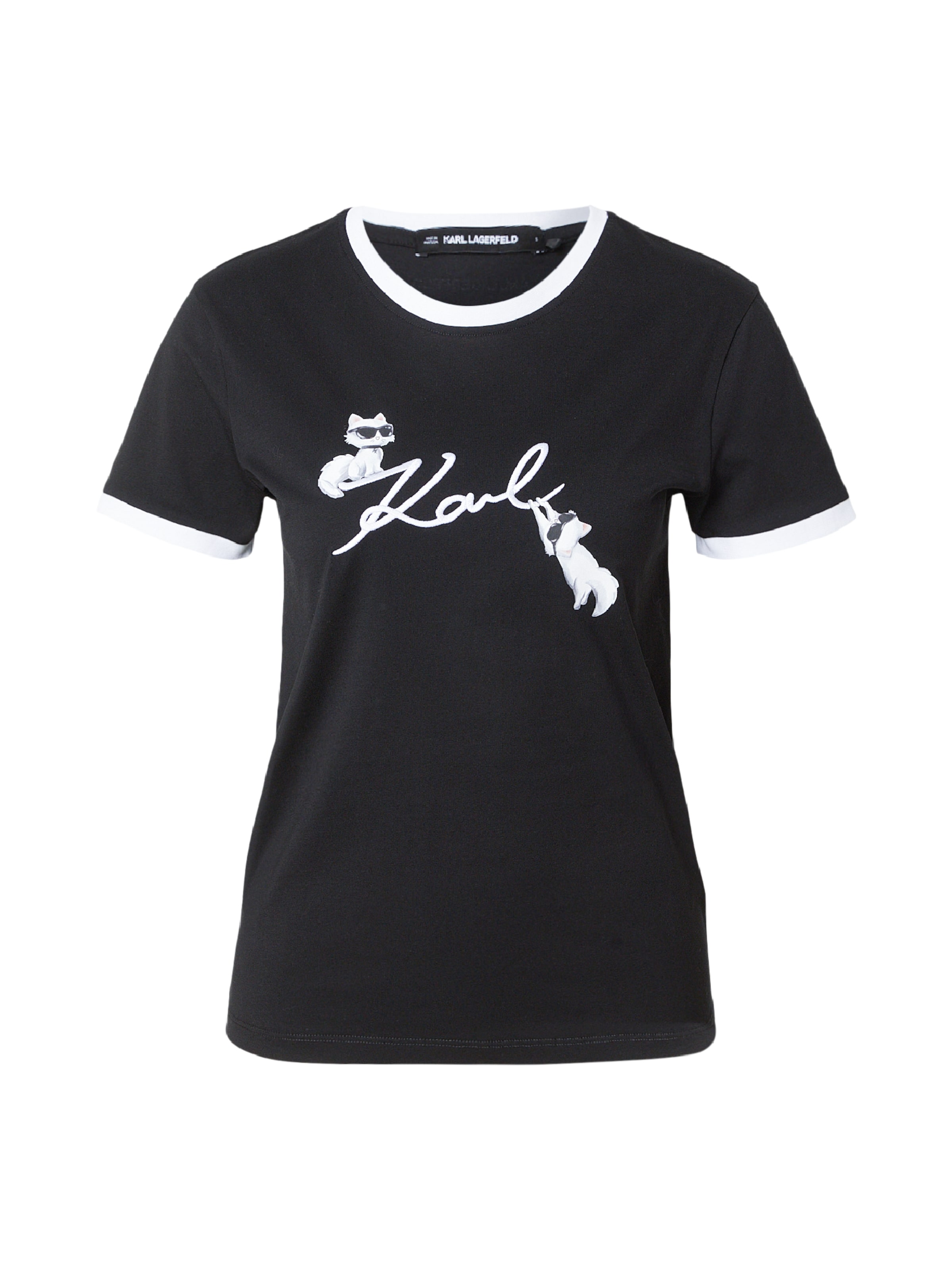 Karl Lagerfeld T-shirt en rose / noir / blanc, Vue avec produit