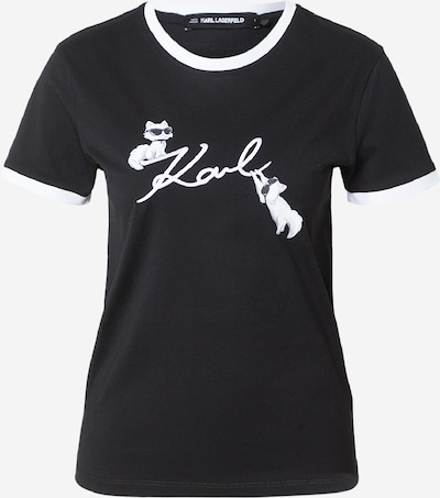 Marškinėliai iš Karl Lagerfeld, spalva – rožių spalva / juoda / balta, Prekių apžvalga