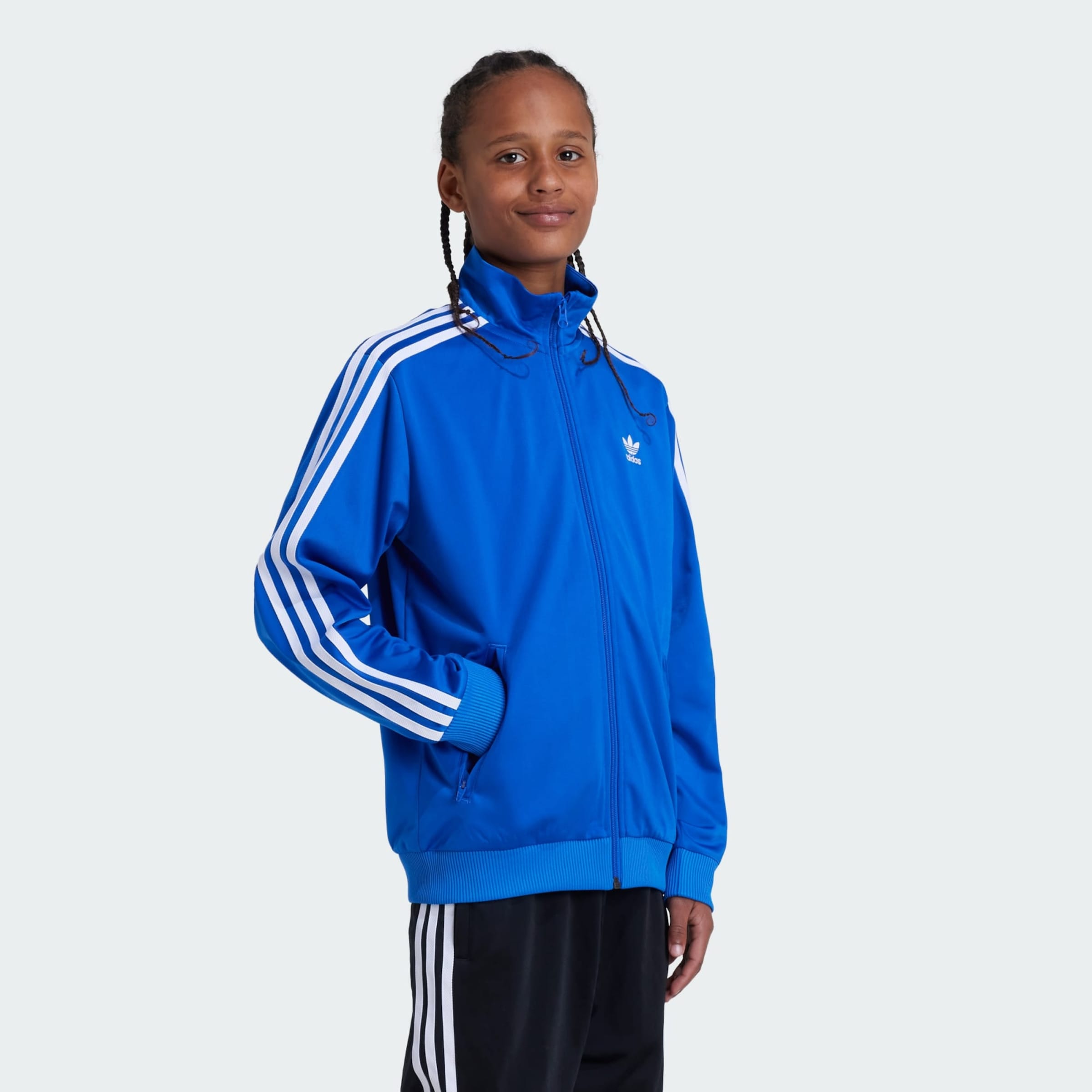 ADIDAS ORIGINALS Zip Up Hoodie Adicolor Firebird in Royal Blue ABOUT YOU