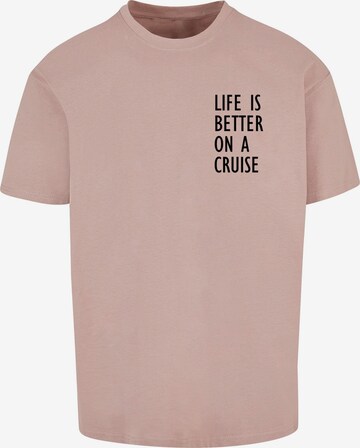 Merchcode Shirt 'Life Is Better' in Pink: front