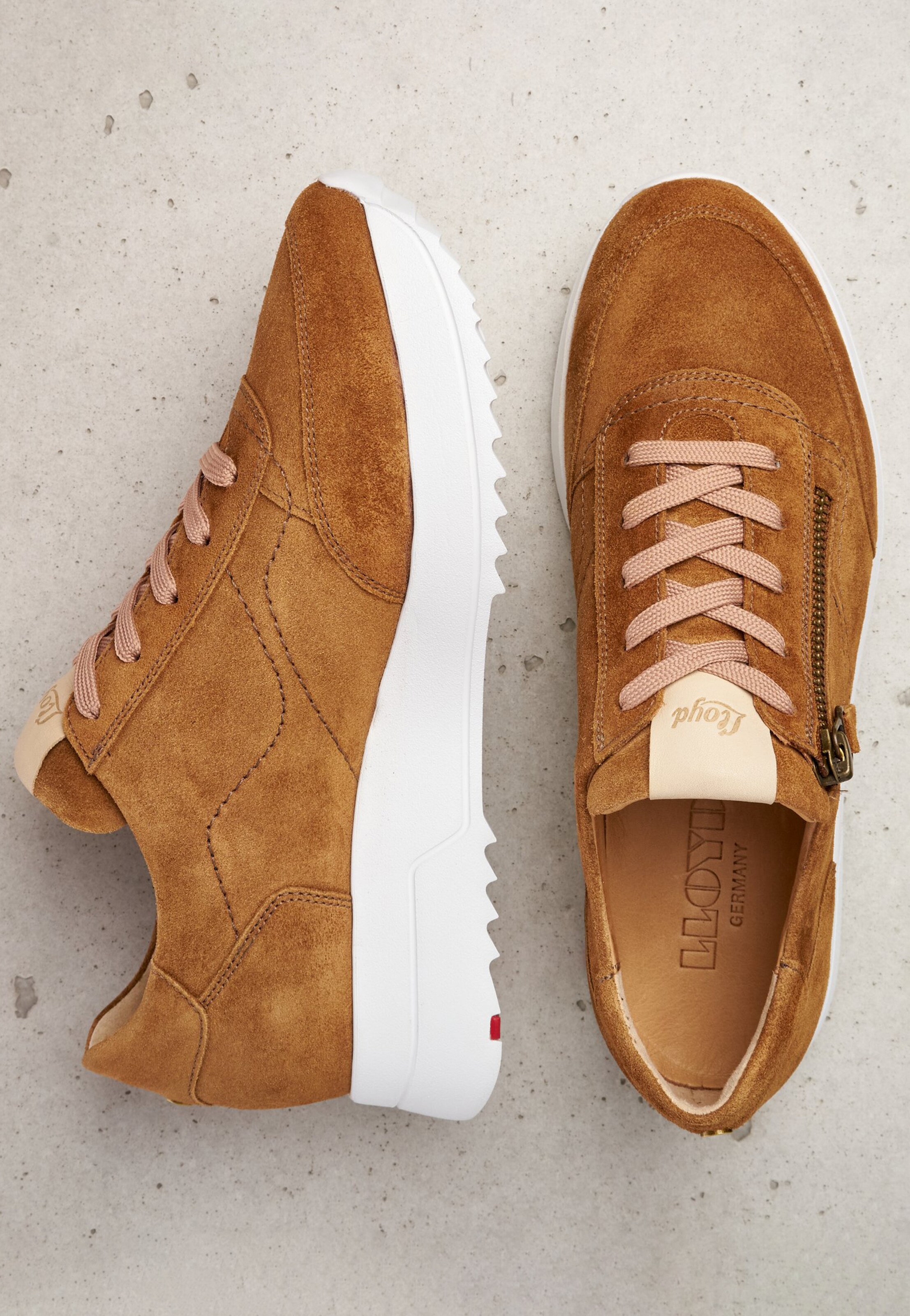 Frauen Sneaker LLOYD Leder-Sneaker mit Reißverschluss in Braun - NN71592 Frauen Sneaker LLOYD Leder-Sneaker mit Reißverschluss in Braun - NN71592