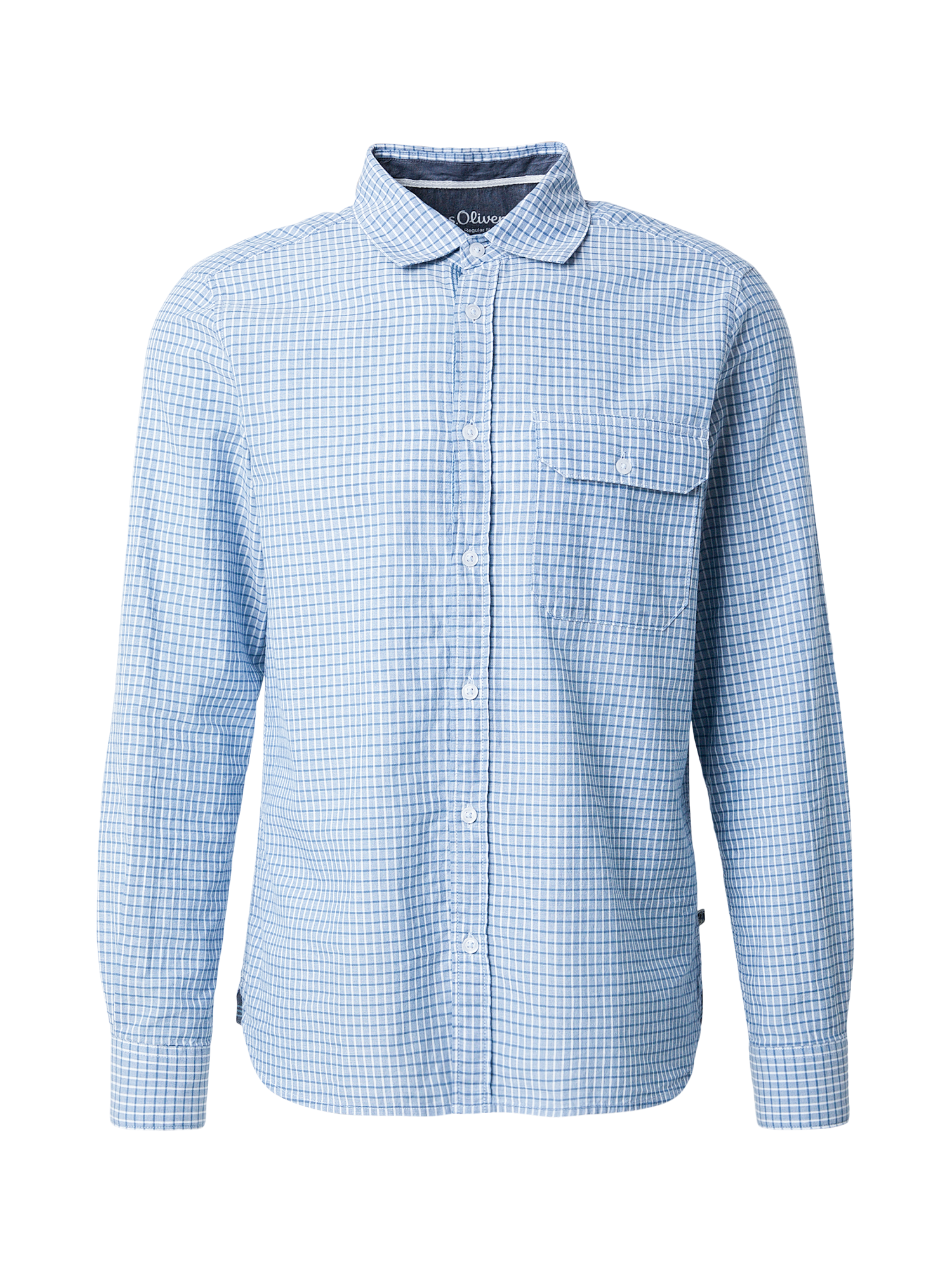 S.Oliver Camicia Uomo: Misto Cotone Leggermente Lucido, Colletto Alto, Orlo Arrotondato