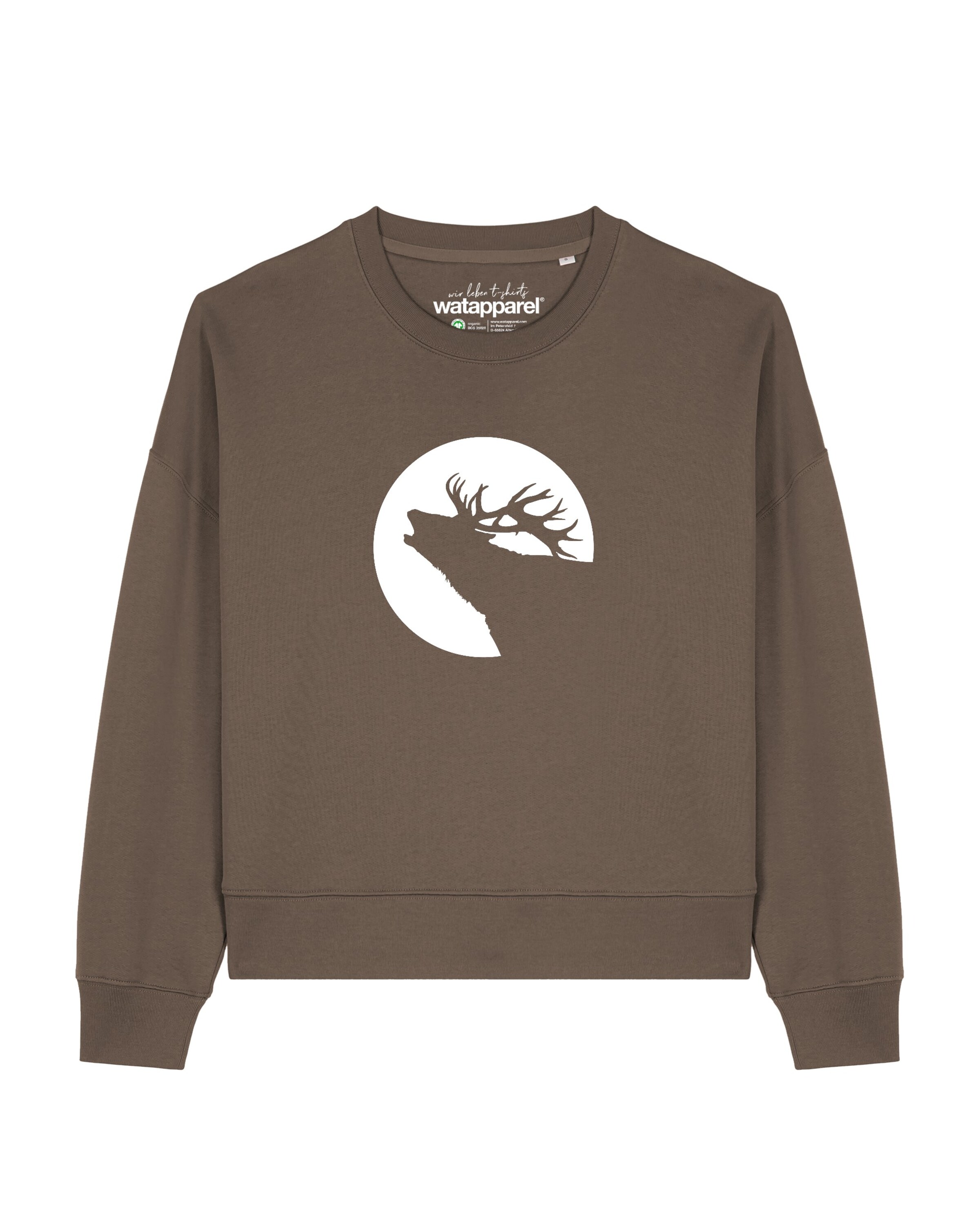 Sweat-shirt ' Röhrender Hirsch ' Watapparel en marron : devant