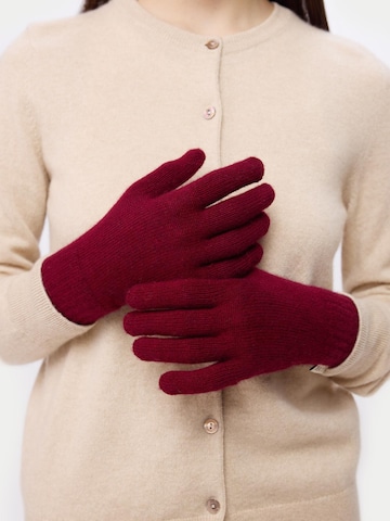 GOBI Cashmere Fingervantar 'Essential Knit Cashmere Gloves' i röd: framsida