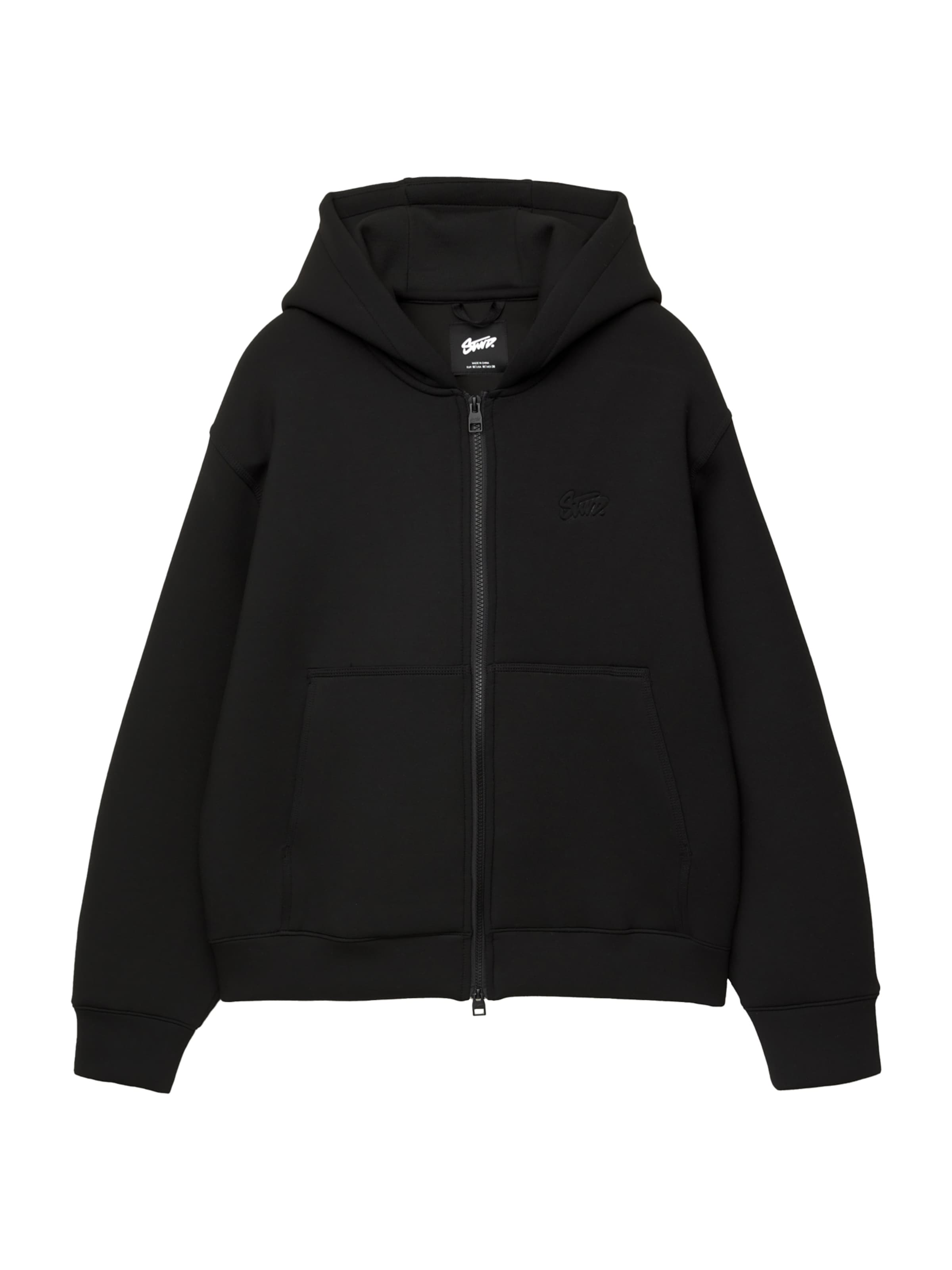 Pull&Bear Sweatjacke 'STWD' in Schwarz: Vorderseite