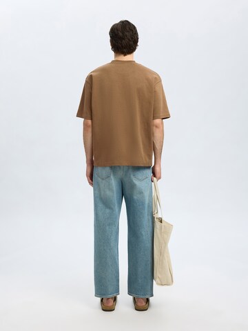 SELECTED HOMME Футболка 'SLHOSCAR' в Коричневый