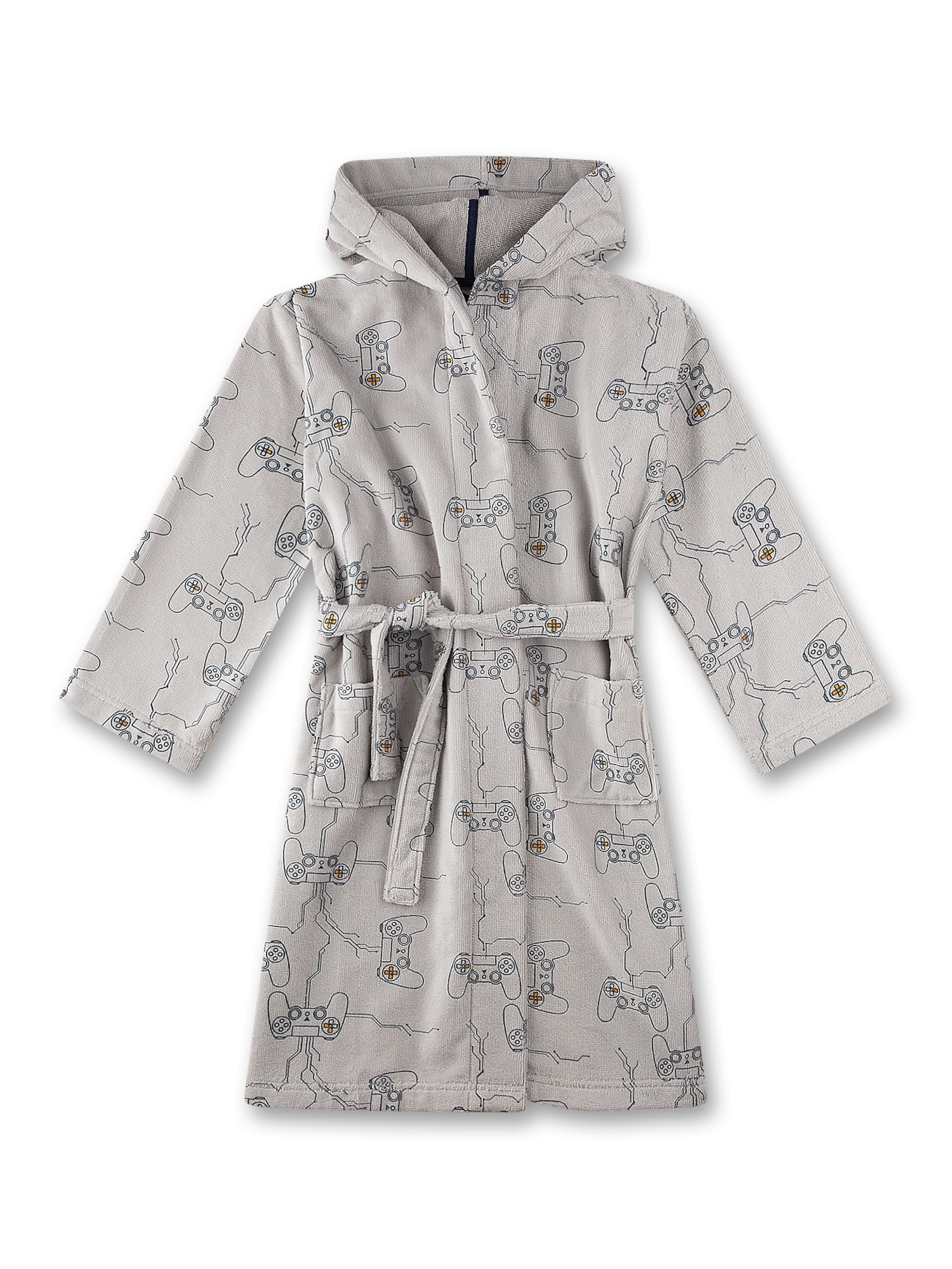 Sanetta Bathrobe 'Gaming' in Grey: front