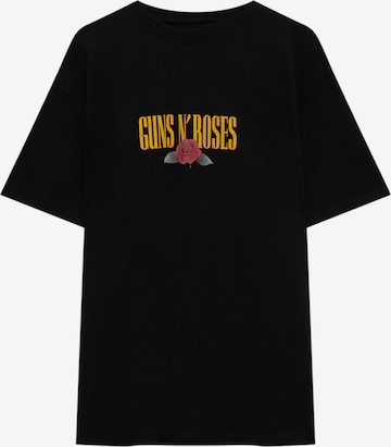 Pull&Bear Majica 'GUNS&ROSES' | črna barva: sprednja stran