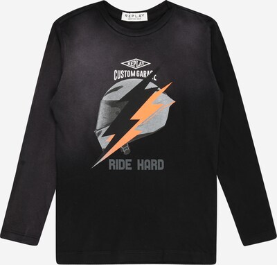 REPLAY Shirt in basaltgrau / orange / schwarz, Produktansicht