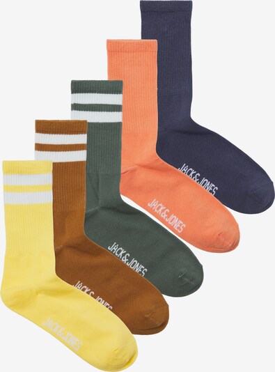 JACK & JONES Socken 'CARTER' in navy / braun / gelb / dunkelgrün / orange, Produktansicht