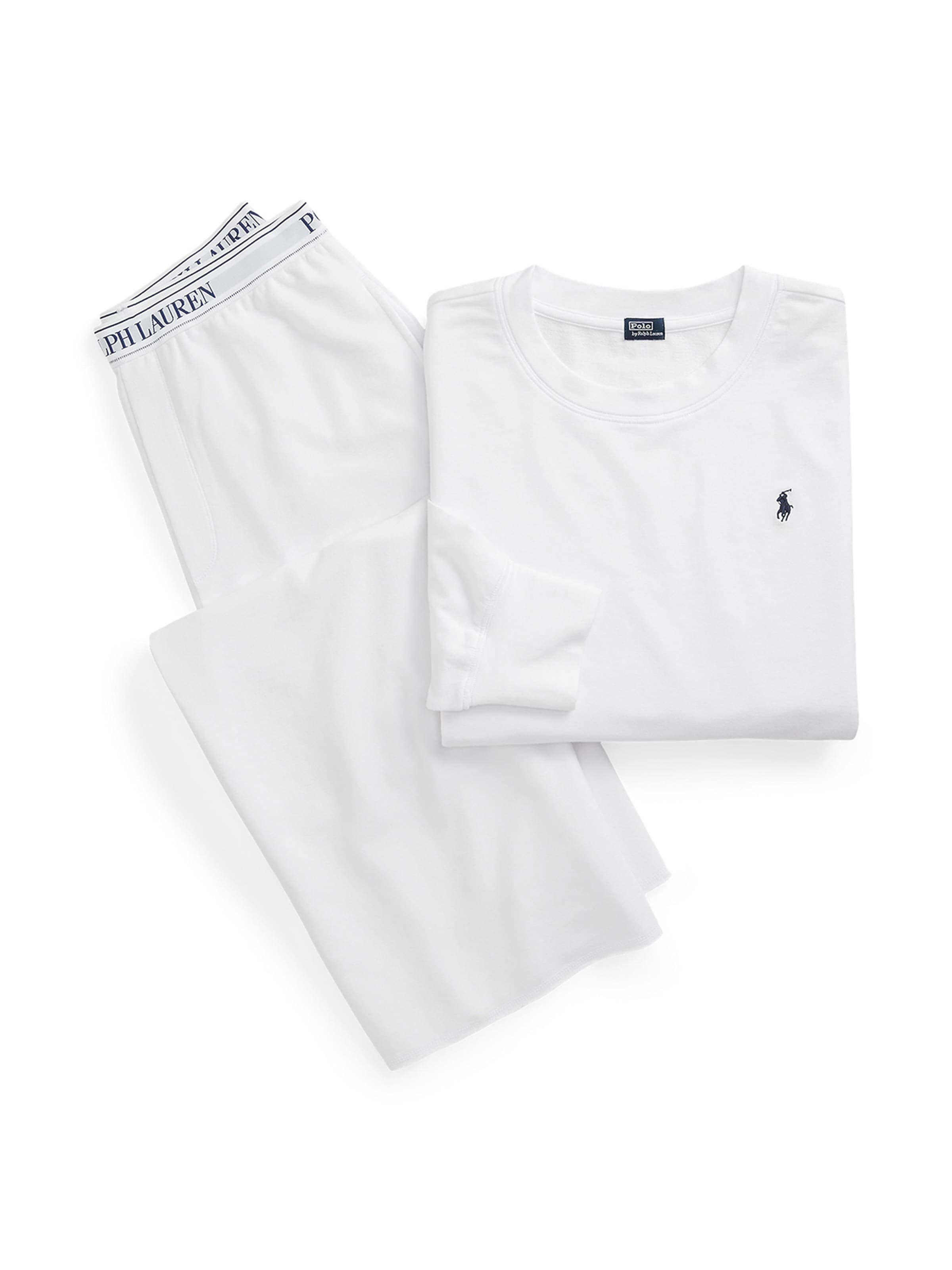 Pyjama ' Sweatshirt & Wide Leg Set - Club Terry ' Polo Ralph Lauren en blanc : devant