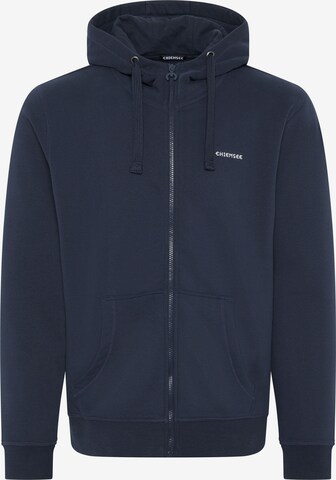 CHIEMSEE Athletic Zip-Up Hoodie in Blue: front