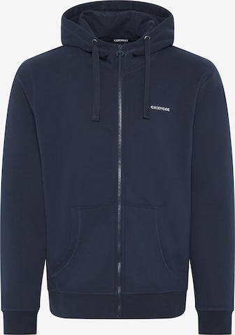 CHIEMSEE Athletic Zip-Up Hoodie in Blue: front