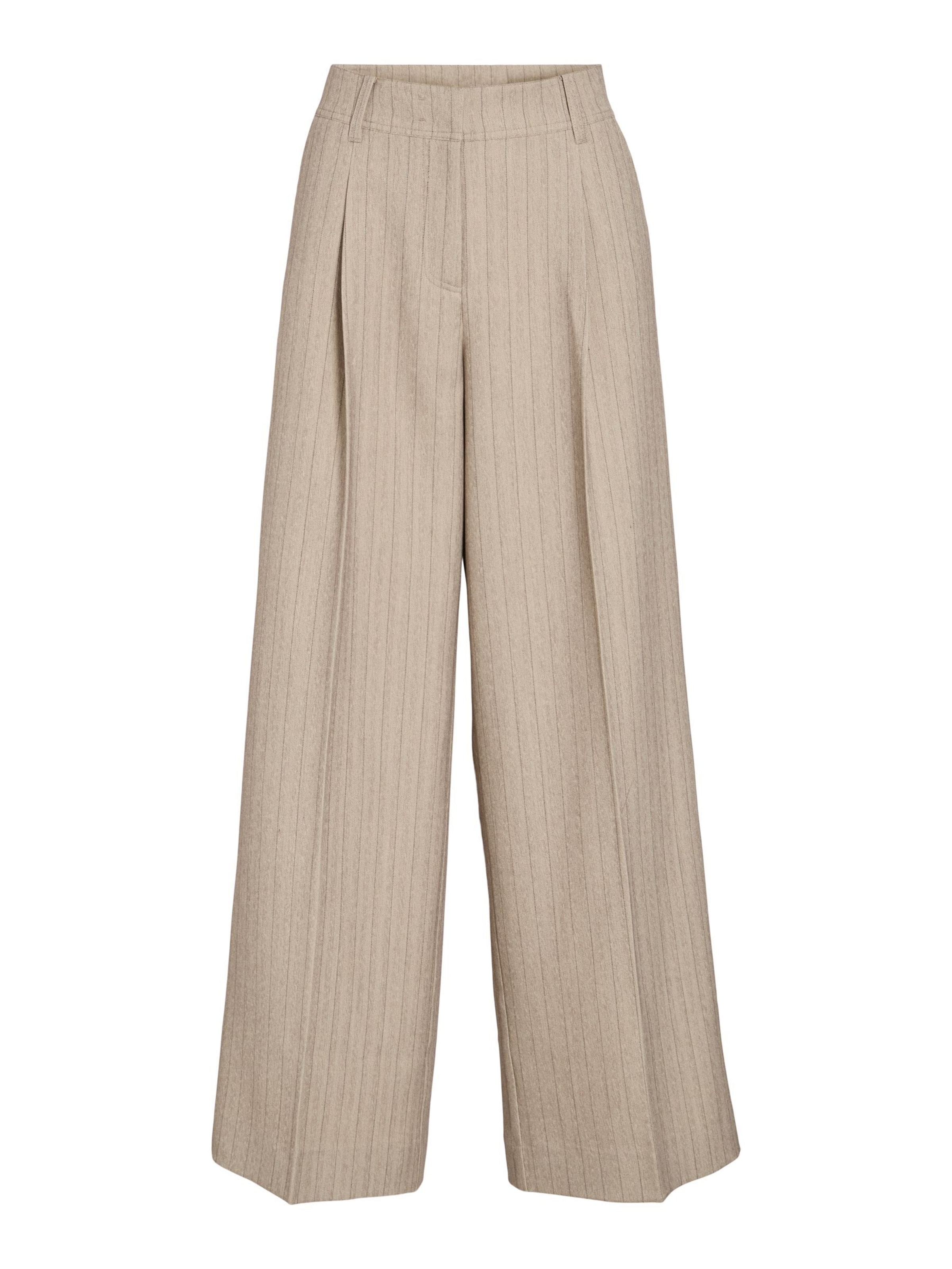 ROUGE EDIT Wide leg Pleated Pants in Grey: front