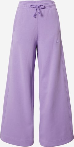 ADIDAS SPORTSWEAR Wide leg Workout Pants 'All Szn Fleece Wide' in Purple: front