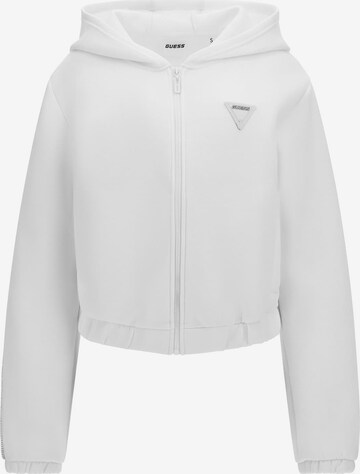 GUESS Zip-Up Hoodie in White: front