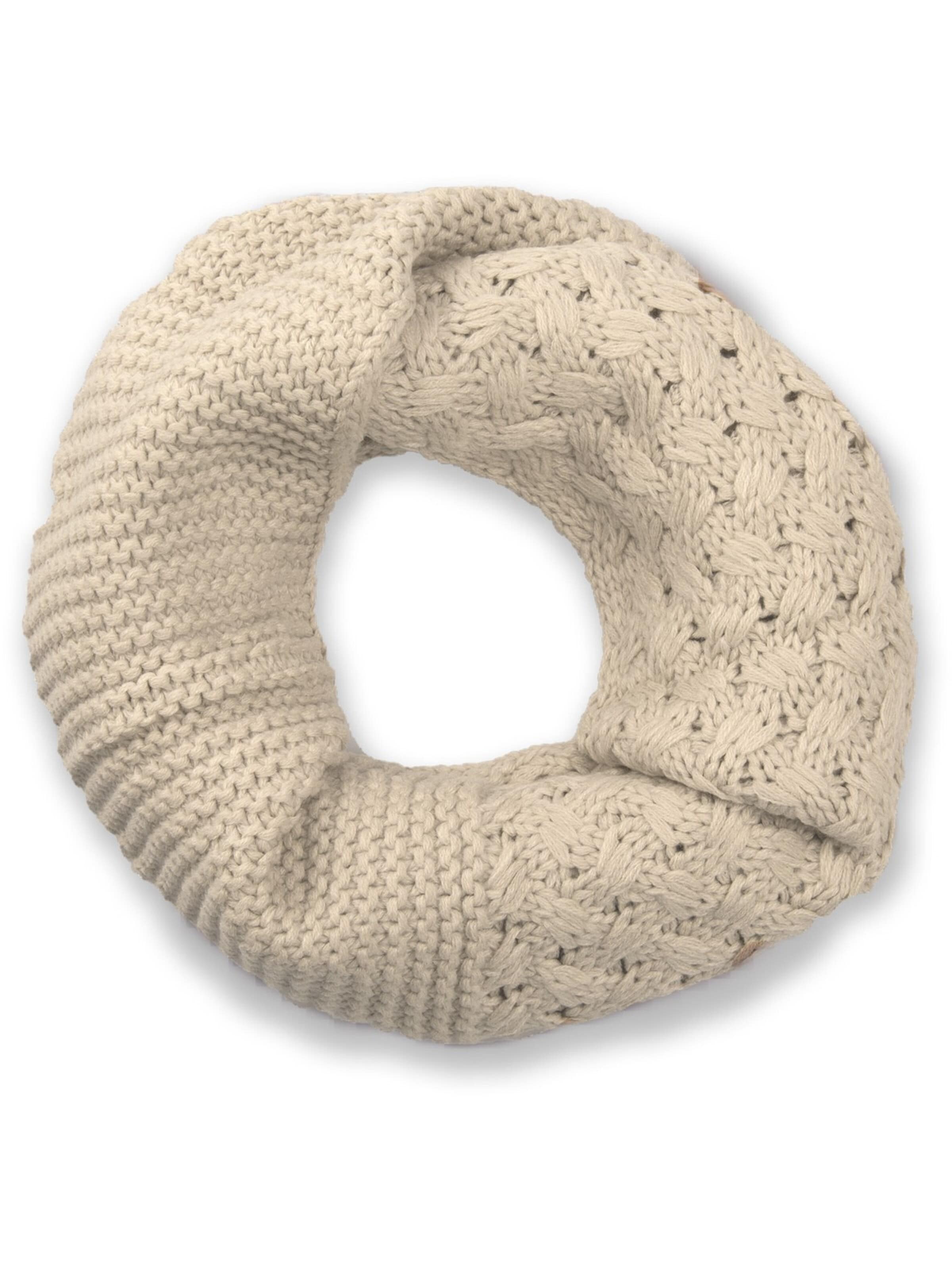styleBREAKER Schlauchschal 'Strick Loop mit Mustermix'‌‌‌‌‌‌‌ in Beige: Vorderseite
