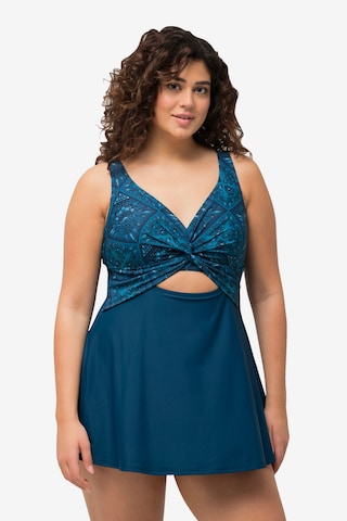 Ulla Popken Bustier Tankini in Blauw: voorkant