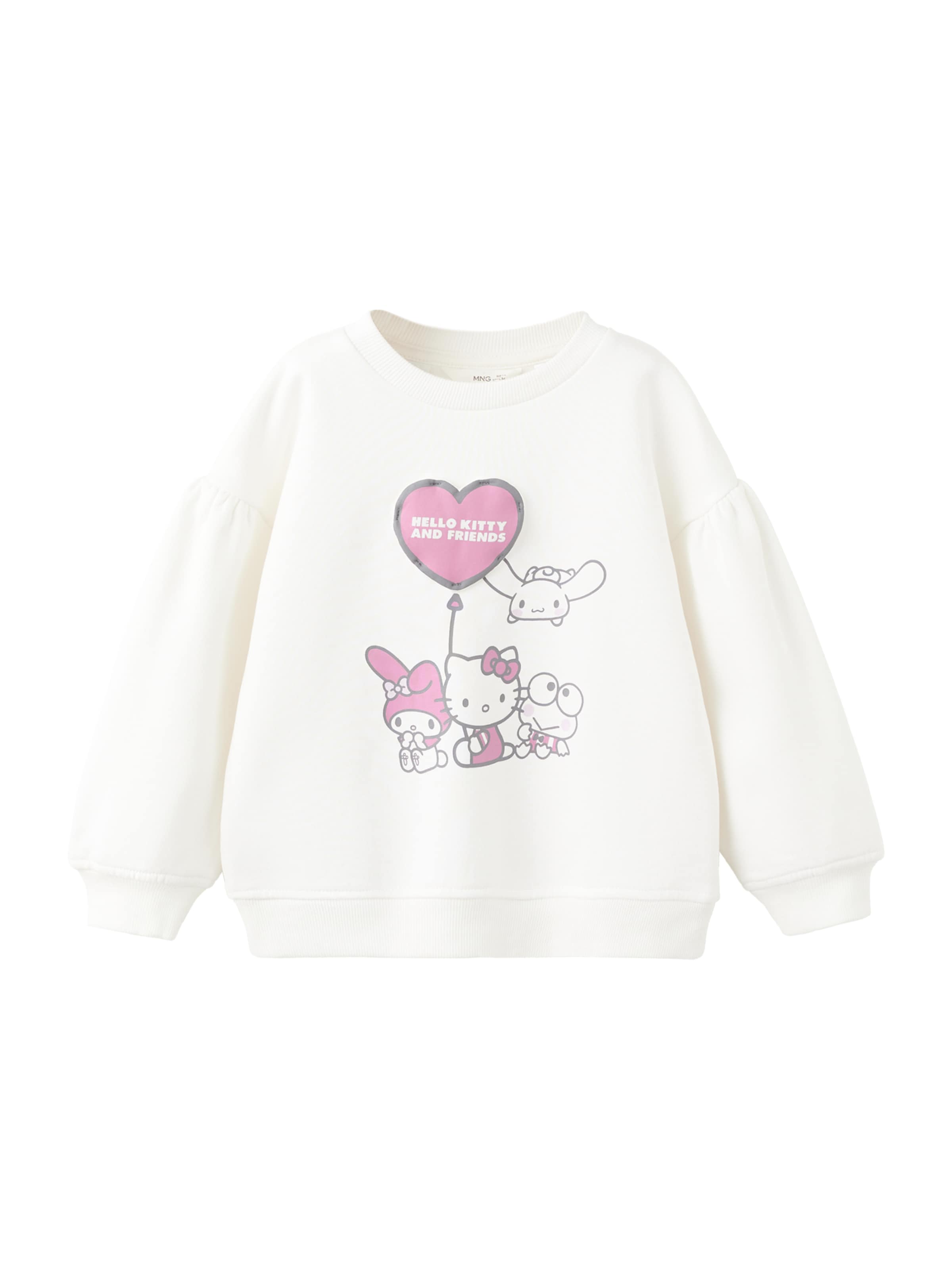 MANGO KIDSSweater majica 'HKHEART' - bijela boja: prednji dio