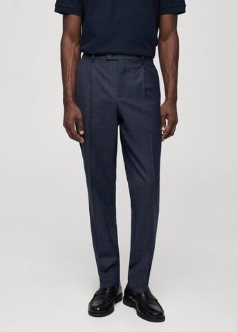 MANGO MAN Slim fit Pants 'tropical' in Blue: front