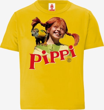 LOGOSHIRT Shirt 'Langstrumpf & Herr Nilsson' in Yellow: front