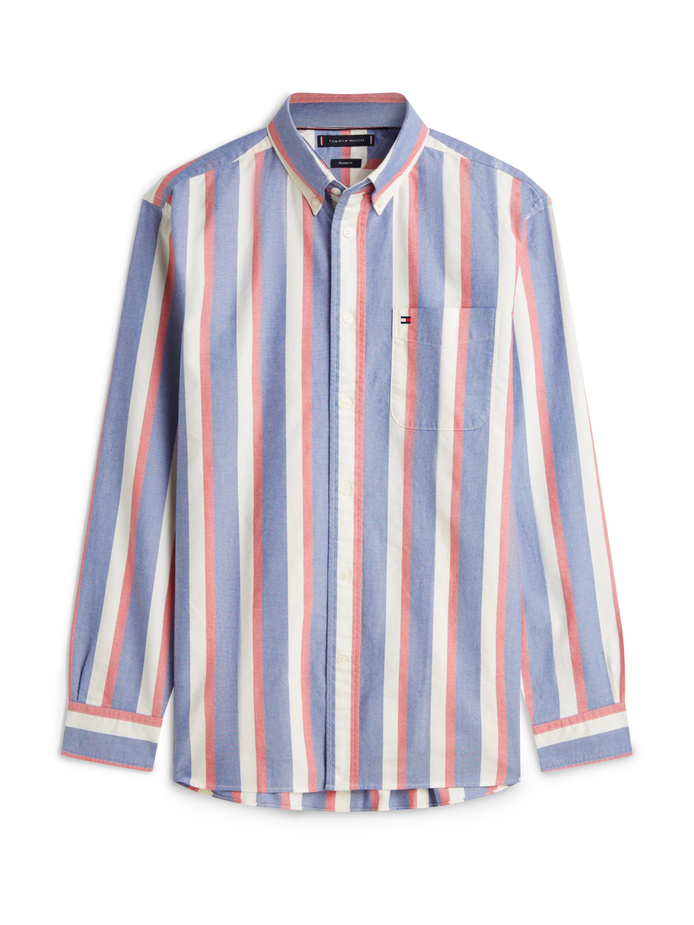 TOMMY HILFIGER Πουκάμισο 'HERITAGE OXFORD' σε L σε τέφρα / κόκκινο παστέλ / offwhite, Άποψη προϊόντος
