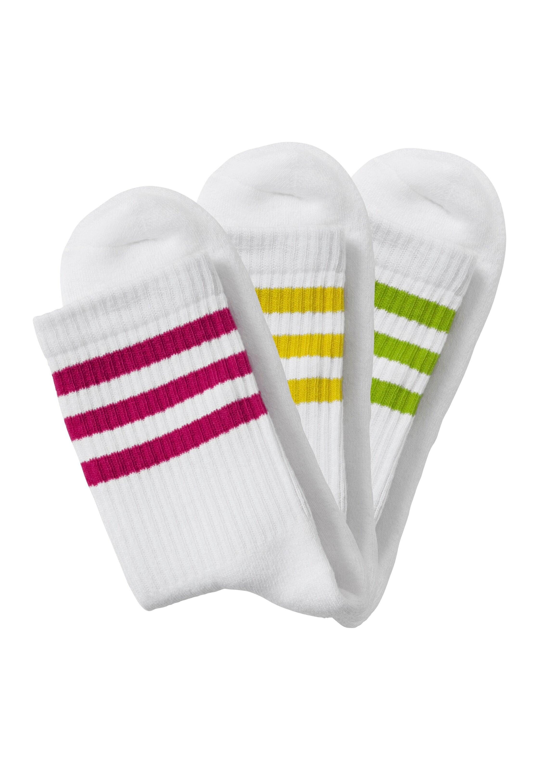 LASCANA Socken in gelb / grün / dunkelrot / weiß, Produktansicht