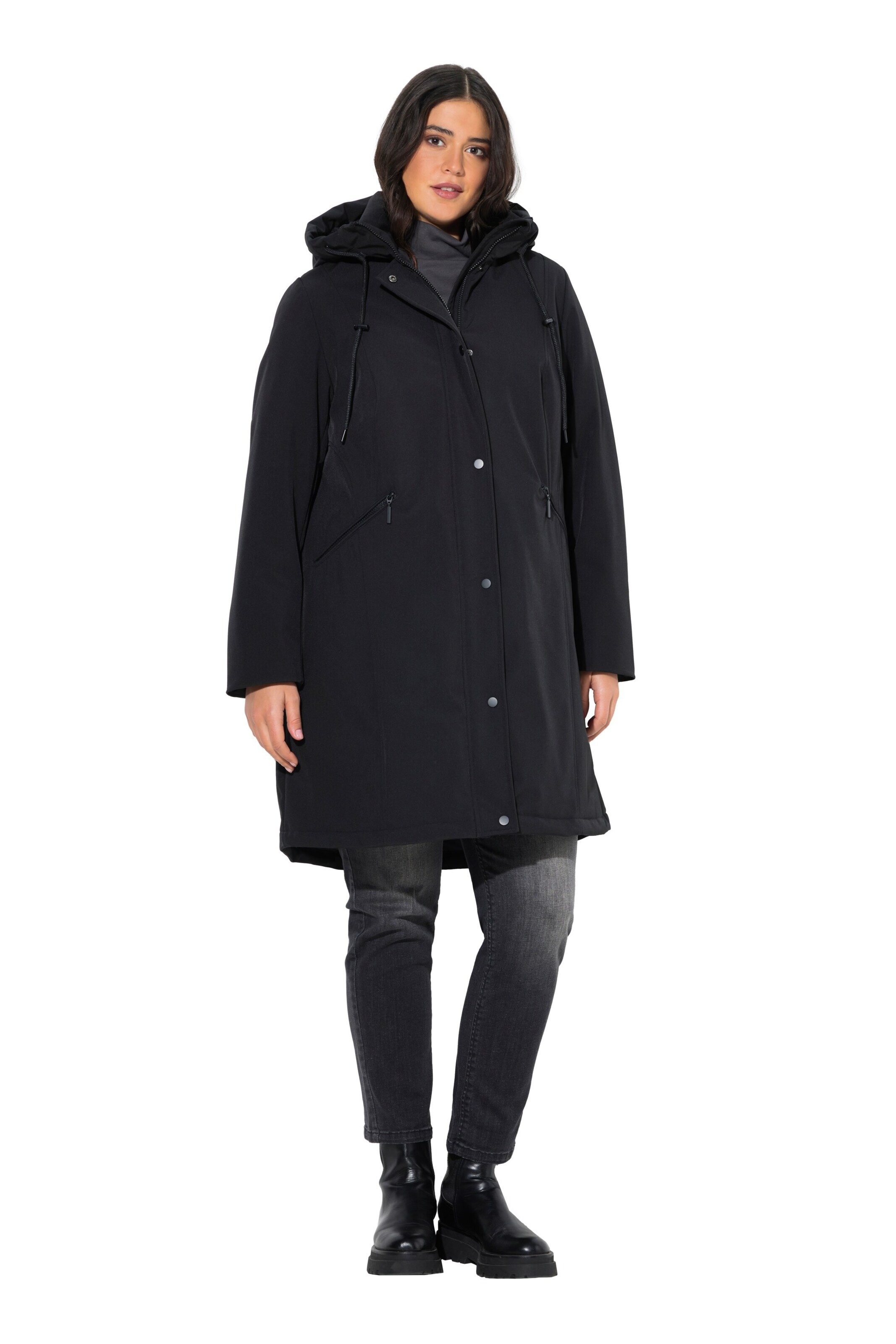 Ulla Popken Between-season jacket in Black: front