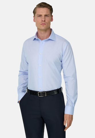 Boggi Milano Regular fit Overhemd in Blauw: voorkant